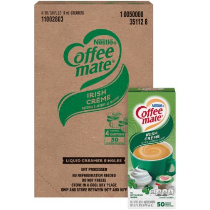 Picture of Coffee mate Irish Creme Liquid Creamer Singles - Gluten-Free - Irish Cream Flavor - 0.38 fl oz (11 mL) - 4/Carton - 50 Per Box - 200 Serving