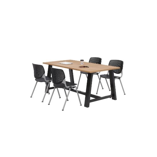 Picture of KFI Studios Midtown Table With 4 Stacking Chairs, Kensington Maple/Black