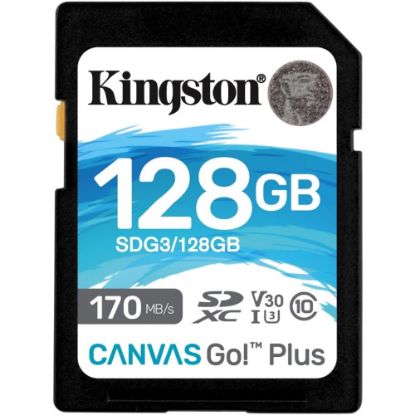 Picture of Kingston Canvas Go! Plus SDG3 128 GB Class 10/UHS-I (U3) SDXC - 170 MB/s Read - 90 MB/s Write