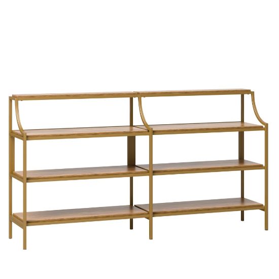 Picture of Sauder International Lux Console Table, 32-11/16inH x 59-3/8inW x 13-3/16inD, Satin Gold/Sindoori Mango