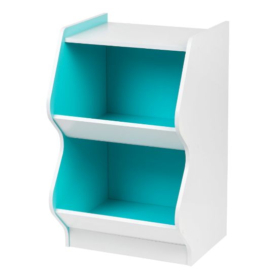 Picture of IRIS 27inH 2-Tier Bookshelf With Footboard, White/Blue