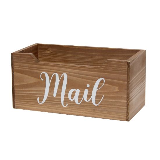 Picture of Elegant Designs Tabletop Decorative Script Word Organizer Box, 5-1/2inH x 5-1/2inW x 11-1/2inD, Natural