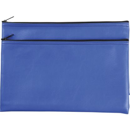 Picture of Business Source Carrying Case (Wallet) Money, Receipt, Office Supplies, Check - Blue - Polyvinyl Chloride (PVC) Body - 6in Height x 11in Width - 2 Pack