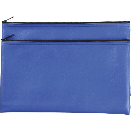 Picture of Business Source Carrying Case (Wallet) Money, Receipt, Office Supplies, Check - Blue - Polyvinyl Chloride (PVC) Body - 6in Height x 11in Width - 2 Pack