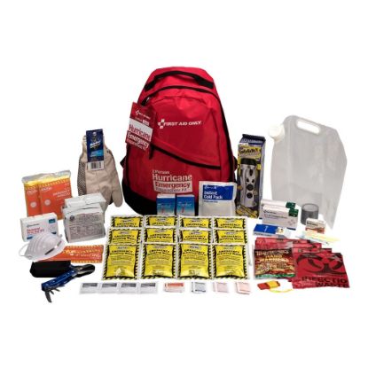 Picture of First Aid Only Emergency Preparedness Hurricane Backpack, 2 Person, Red, 54 Pieces