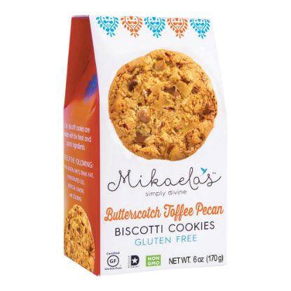 Picture of Mikaelas Simply Divine Biscotti Cookies, Butterscotch Toffee Pecan, 6 Oz, Box Of 8