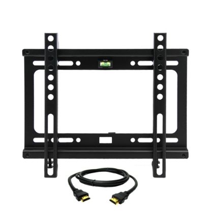 Picture of MegaMounts Fixed Wall Mount For 17 - 42in Displays With Bubble Level And HDMI Cable, 6.8inH x 10.19inW x 0.88inD, Black