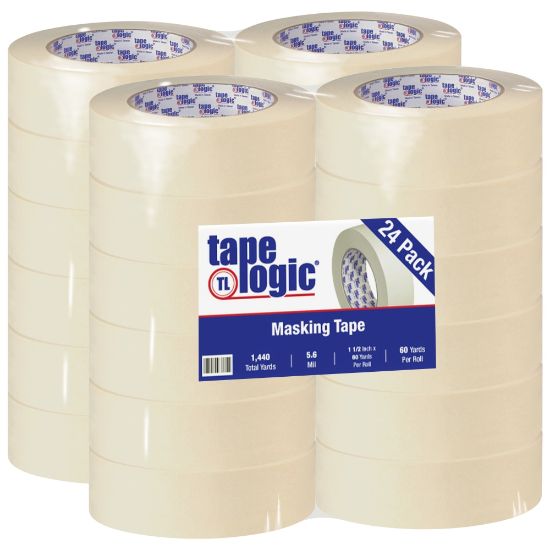 Picture of Tape Logic 2400 Masking Tape, 3in Core, 1.5in x 180ft, Natural, Pack Of 24