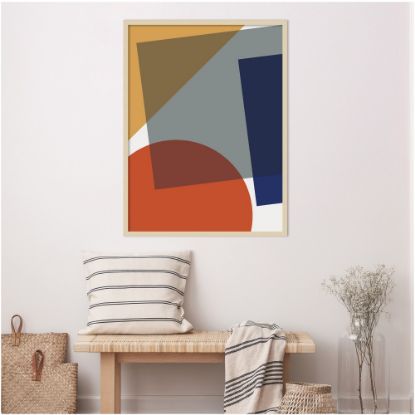 Picture of Amanti Art Layered Retro Modern Shapes In Bright Colors by The Creative Bunch Studio Wood Framed Wall Art Print, 31inW x 41inH, Natural