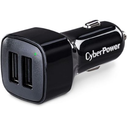 Picture of CyberPower TR22U3A USB Charger with 2 Type A Ports - 2 USB Port(s) - 3.1 Amps (Shared), 12VDC Auto Power Port, 10.5 VDC - 15.5 VDC, Black, 1YR Warranty