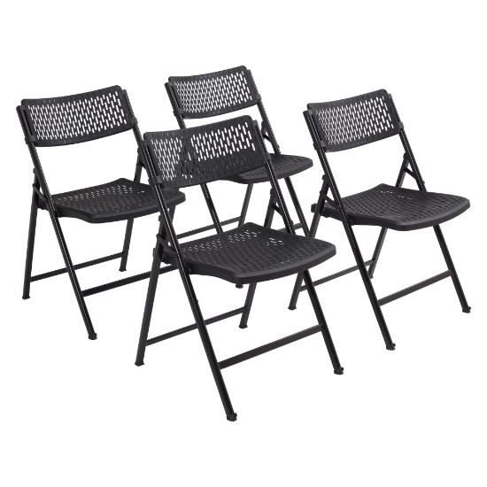 Picture of National Public Seating AirFlex Series Premium Polypropylene Folding Chairs, Black/Silver, Pack Of 4 Chairs