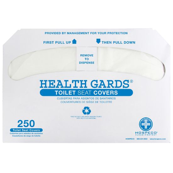 Picture of Hospeco Health Gards Half-Fold Toilet Seat Covers, White, 250 Covers Per Pack, Case Of 10 Packs