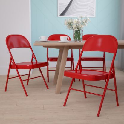 Picture of Flash Furniture HERCULES Metal Double-Braced Folding Chair, Red