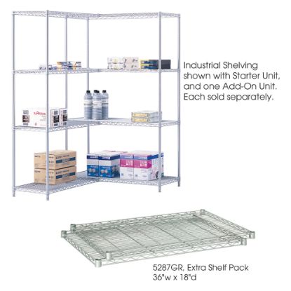 Picture of Safco Extra Shelves For Industrial Wire Shelving, 36inW x 18inD, Gray, Pack Of 2