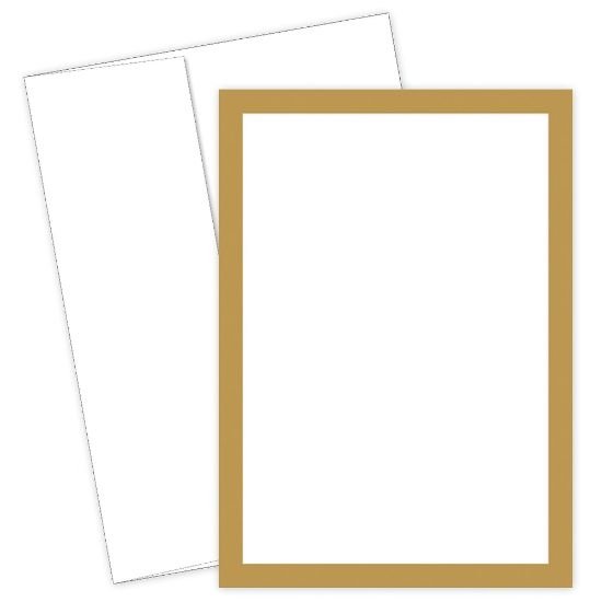 Picture of Great Papers! Flat Card Invitation, 5 1/2in x 7 3/4in, 127 Lb, Metallic, Gold/White, Pack Of 20