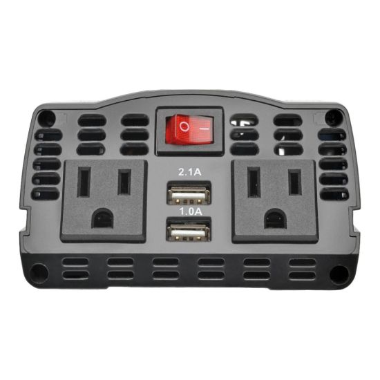 Picture of Tripp Lite 375W Ultra-Compact Car Power Inverter with 2 AC Outlets, 2 USB Charging Ports AC to DC - DC to AC power inverter - 12 V - 375 Watt - output connectors: 4