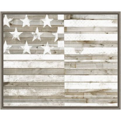 Picture of Amanti Art American Flag Rustic by Studio W Framed Canvas Wall Art Print, 16inH x 20inW, Graywash