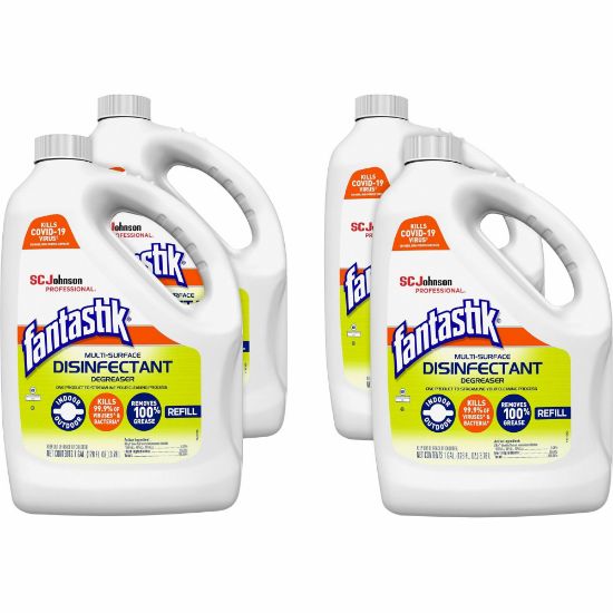 Picture of fantastik Disinfectant Degreaser - 128 fl oz (4 quart) - Fresh Scent - 4 / Carton - Disinfectant, Easy to Use, Rinse-free, Deodorize, Non-porous - White