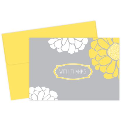 Picture of Great Papers! Thank You Note Cards, 4.875in x 3.375in, Sunny Flowers, Gray/Yellow, Pack Of 24