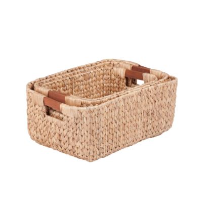 Picture of Honey-Can-Do Water Hyacinth Basket Set, Rectangle, Assorted Sizes (S, M, L), Natural/Brown, Pack Of 3