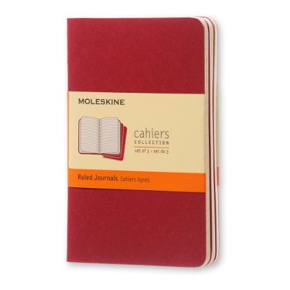 Picture of Moleskine Cahier Journals, 3-1/2in x 5-1/2in, Ruled, 64 Pages, Cranberry Red, Set Of 3 Journals