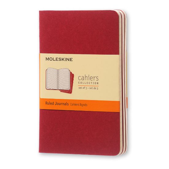 Picture of Moleskine Cahier Journals, 3-1/2in x 5-1/2in, Ruled, 64 Pages, Cranberry Red, Set Of 3 Journals