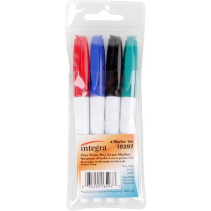 Picture of Integra Dry-Erase Markers - Fine Marker Point - Assorted Alcohol Based Ink - 4 / Set