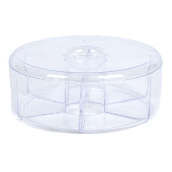 Picture of Mind Reader 6-Compartment Acrylic Round Tea Bag Holder With Lid, 3-1/4in x 8in, Clear