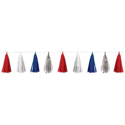 Picture of Amscan Patriotic Tassel Garlands, 10in x 10ft, Red/White/Blue, Pack Of 2 Garlands