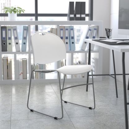 Picture of Flash Furniture HERCULES Plastic Ultra-Compact Stack Chair, White/Silver