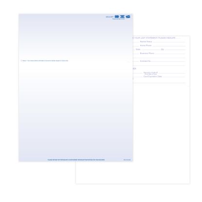 Picture of Laser 2-Sided Healthcare Medical Billing Statements, Preprinted MC/Visa/Discover Credit Card Accepted, 1-Part, 8-1/2in x 11in, Blue, Pack Of 2,500 Sheets