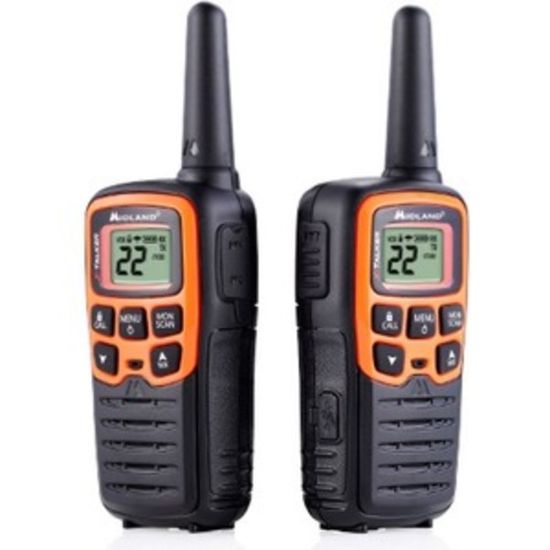 Picture of Midland X-TALKER T51VP3 Walkie Talkie - 22 Radio Channels - Upto 147840 ft - 38 Total Privacy Codes - Auto Squelch, Keypad Lock, Silent Operation, Low Battery Indicator, Hands-free - Water Resistant - AAA - Lithium Polymer (Li-Polymer) - Black, Orange