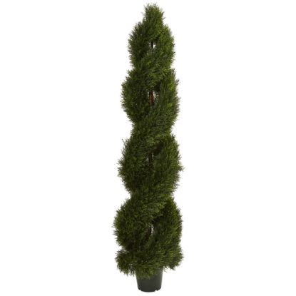 Picture of Nearly Natural 6ftH Double-Pond Cypress Spiral Topiary With Pot, Green