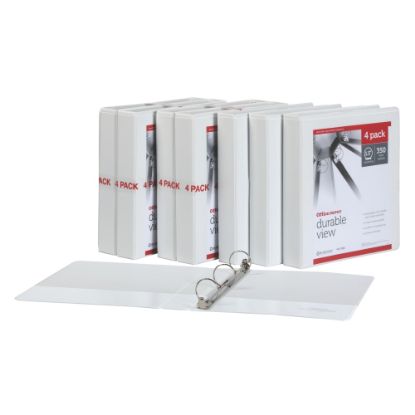 Picture of Office Depot Brand Durable Round-Ring View Binders, 1-1/2in, White, Pack Of 12 Binders