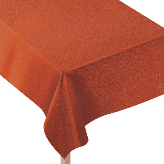 Picture of Amscan Fall Metallic Fabric Table Cloth, 60in x 104in, Rust