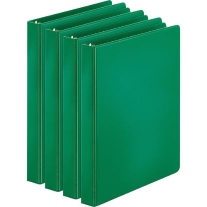 Picture of Business Source Basic Round Ring Binders, 1in Ring, 8 1/2in x 11in, Green, Pack Of 4