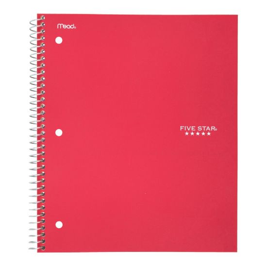 Picture of Five Star Wirebound Notebook Plus Study App, 1 Subject, College Ruled, 8 1/2in x 11in, 100 Sheets, Fire Red