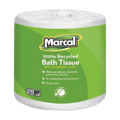 Picture of Marcal Small Steps 2-Ply Toilet Paper, 100% Recycled, 336 Sheets Per Roll, Pack Of 48 Rolls