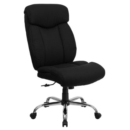 Picture of Flash Furniture Hercules Big And Tall High-Back Ergonomic Office Chair With Full Headrest And Chrome Base, Black Fabric