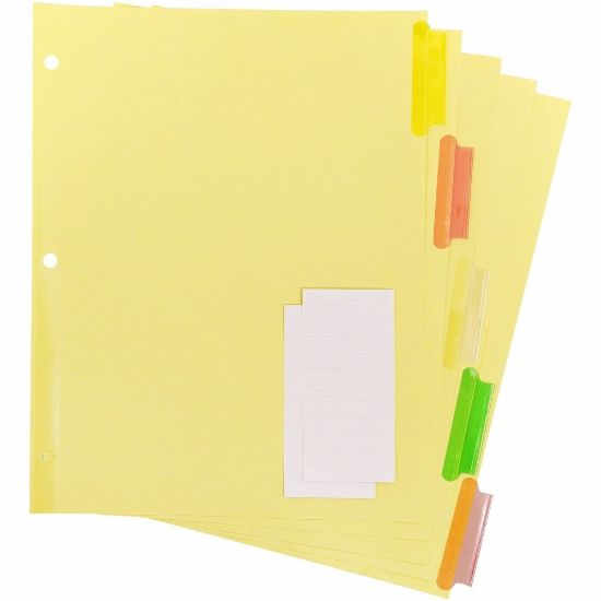 Picture of Business Source Insertable Tab Ring Binder Indexes, 8-1/2in x 11in, Multicolor, Set of 5