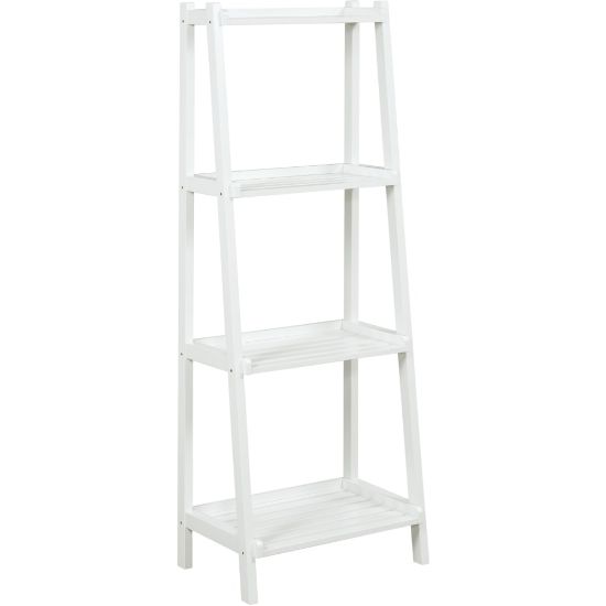 Picture of New Ridge Home Goods Dunnsville 60inH 4-Tier Leaning Ladder Bookcase, White