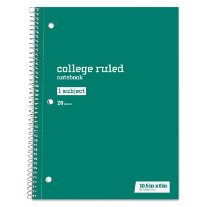 Picture of Just Basics Spiral Notebook, 8in x 10-1/2in, College Ruled, 70 Sheets, Green