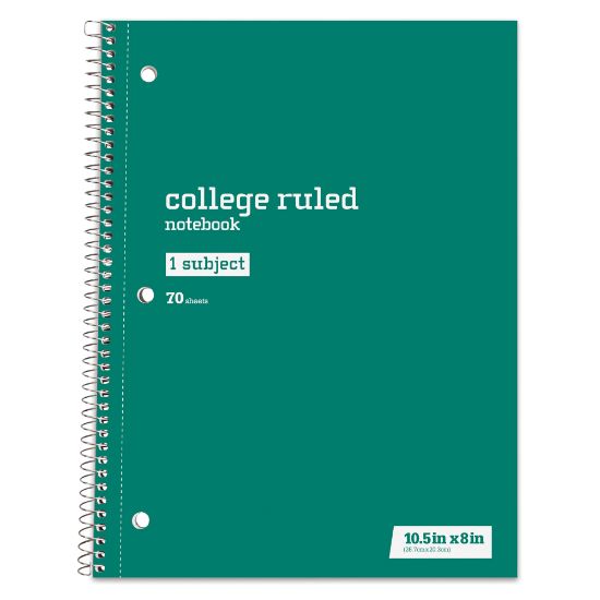 Picture of Just Basics Spiral Notebook, 8in x 10-1/2in, College Ruled, 70 Sheets, Green