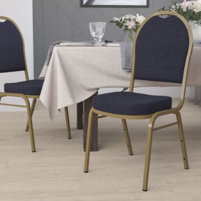 Picture of Flash Furniture HERCULES Series Dome Back Stacking Banquet Chair, Navy/Gold