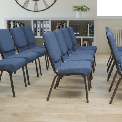 Picture of Flash Furniture HERCULES Series Stackable Church Chair, Blue/Goldvein