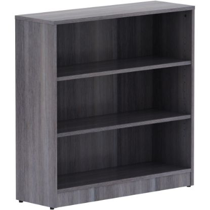 Picture of Lorell Laminate 3-Shelf Modular Shelving Bookcase, 36inH x 36inW x 12inD, Weathered Charcoal