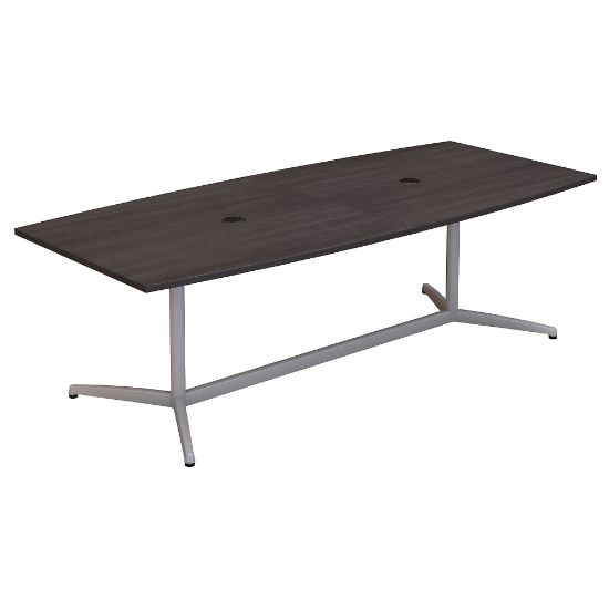 Picture of Bush Business Furniture 96inW x 42inD Boat Shaped Conference Table with Metal Base, Storm Gray, Standard Delivery