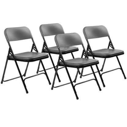 Picture of National Public Seating 800 Series Premium Lightweight Plastic Folding Chairs, Charcoal Slate/Black, Pack Of 4 Chairs