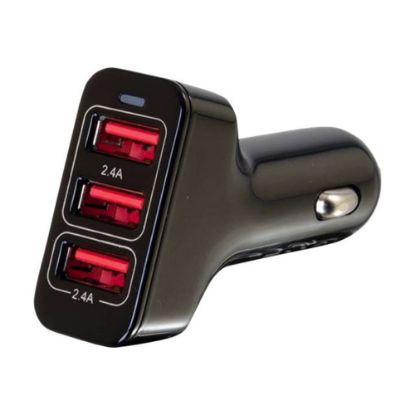 Picture of C2G Smart USB Car Charger - Car power adapter - 4.8 A - 3 output connectors (USB) - black