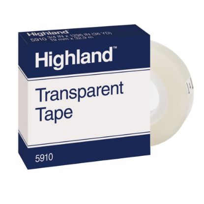 Picture of 3M Highland 5910 Transparent Tape, 3/4in x 1,296in, Pack Of 12